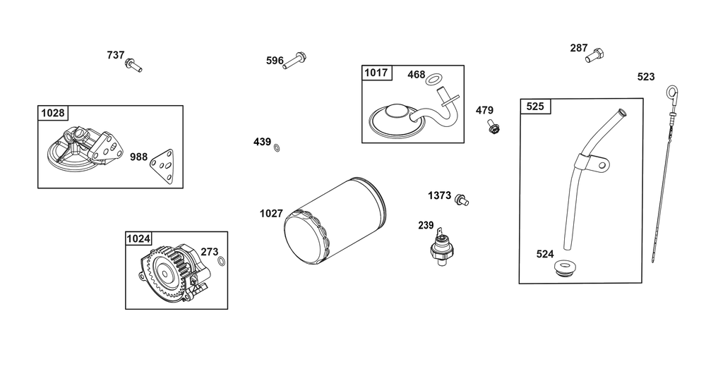 Lubrication Group Diagram and Parts List for 356447-0673-F1 200000 - 399999 Briggs and Stratton Engine